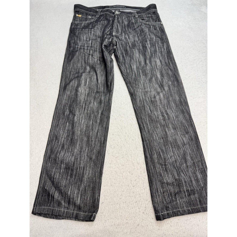 Southpole Yellow Tab Jeans Mens 36x31 Black Straight Charcoal Wash Denim